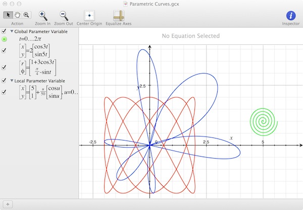 Grapher can graph complex parametric curves.