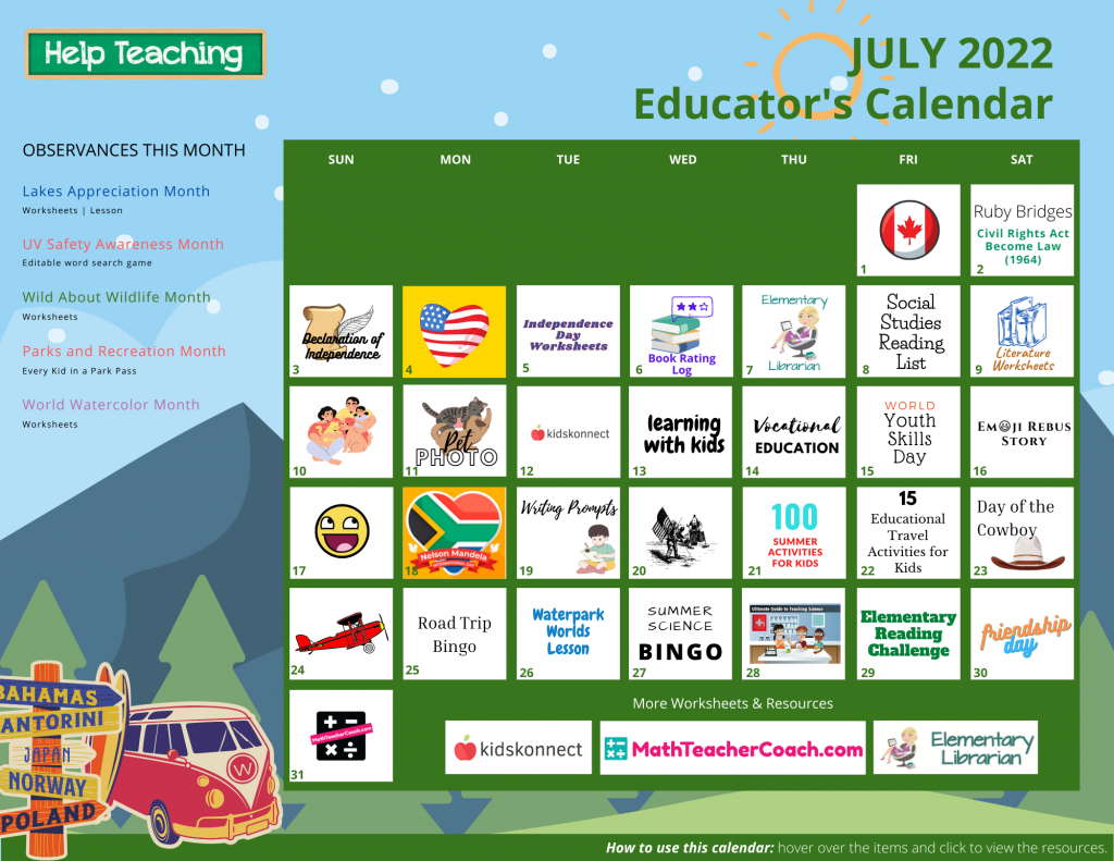 Educator's Calendar 2022 (US) - HelpTeaching.com HelpTeaching.com