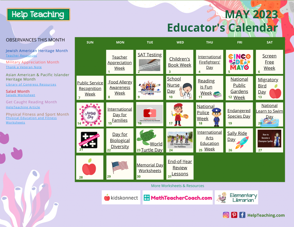 Educator's Calendar 2023 (US) - HelpTeaching.com HelpTeaching.com